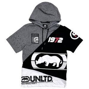 Ecko Unltd Men's Hoodie T-Shirt Slant Panel Stitch Short Sleeve Tee